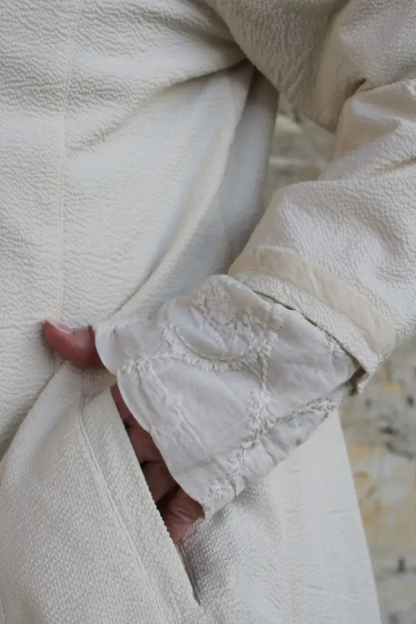 Ewa i Walla Mantel VIVIAN 66768 in cremeweiss (cream) - Seersucker aus reiner Baumwolle