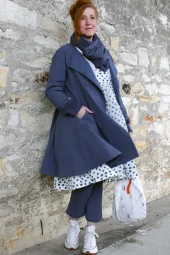 Ewa i Walla Mantel VIVIAN 66768 in blau (blue) - Seersucker aus reiner Baumwolle