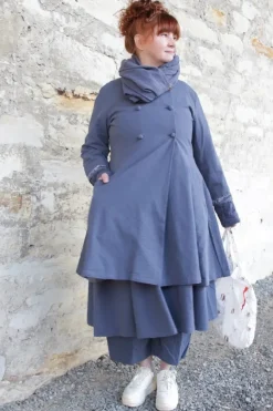 Ewa i Walla Mantel VIVIAN 66768 in blau (blue) - Seersucker aus reiner Baumwolle
