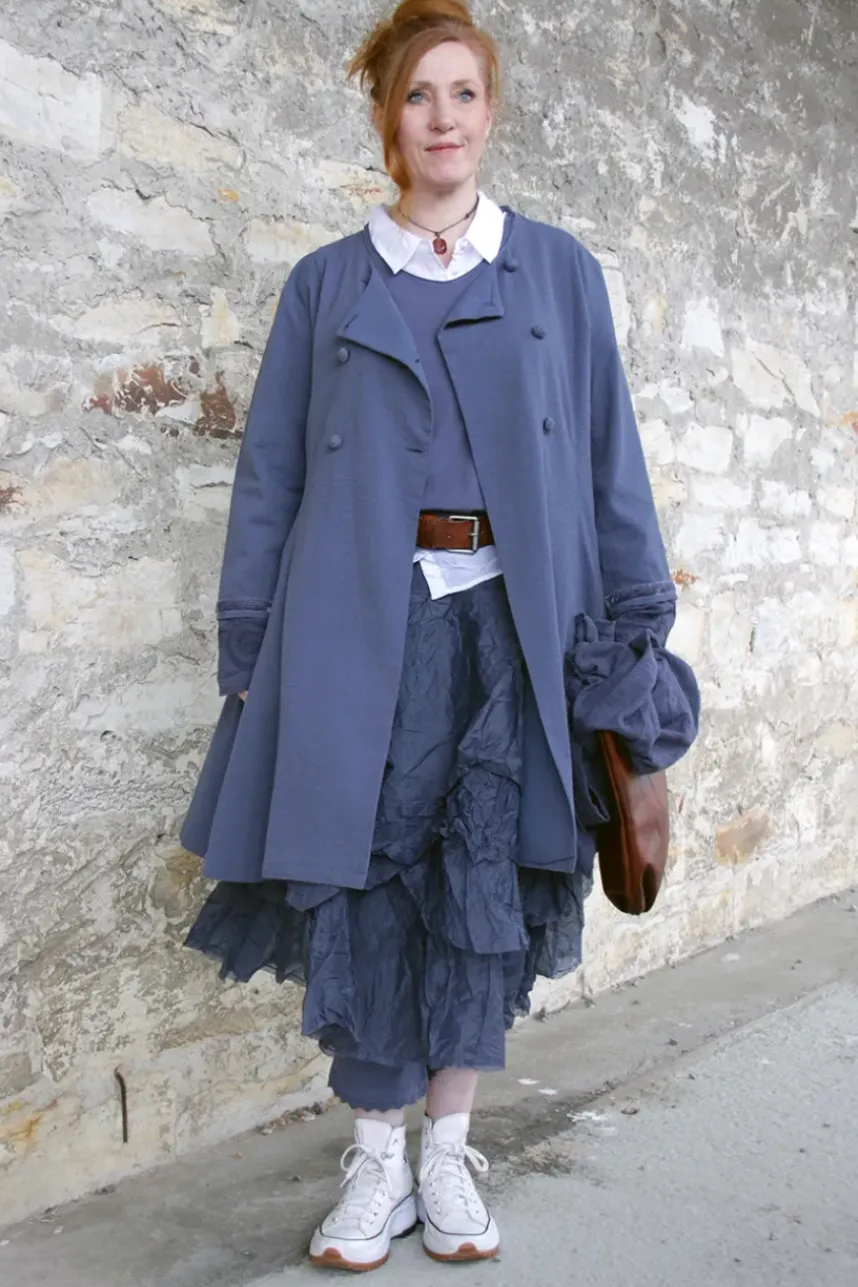 Ewa i Walla Mantel VIVIAN 66768 in blau (blue) - Seersucker aus reiner Baumwolle
