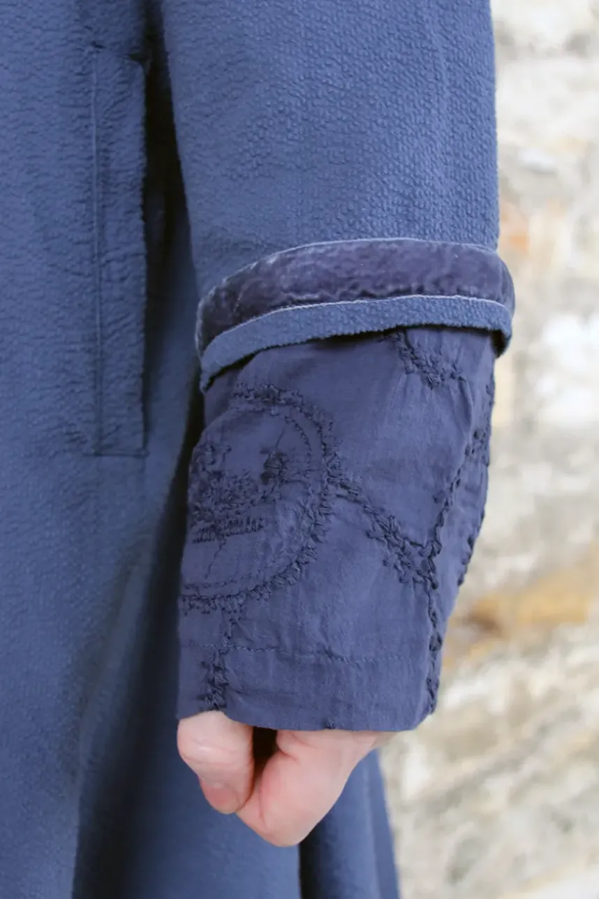 Ewa i Walla Mantel VIVIAN 66768 in blau (blue) - Seersucker aus reiner Baumwolle