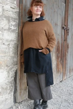 Ewa i Walla Opa-Hemd/Bluse 44935 LOVIS in vintage schwarz - reine Knitterbaumwolle