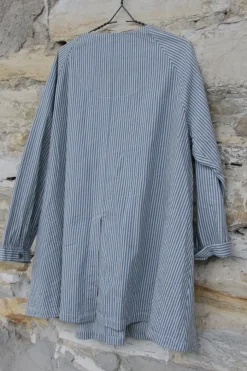 Ewa i Walla Parka/Kurzmantel 66298 in creme-blau gestreift - reine Baumwolle