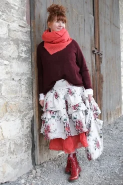 Ewa i Walla Pullover 44981 DOREEN in dunkel bordeaux (aubergine) - Baby Alpaca, Mulberry Seide & Kid Mohair