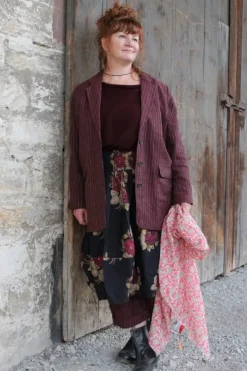 Ewa i Walla Pullover 44981 DOREEN in dunkel bordeaux (aubergine) - Baby Alpaca, Mulberry Seide & Kid Mohair