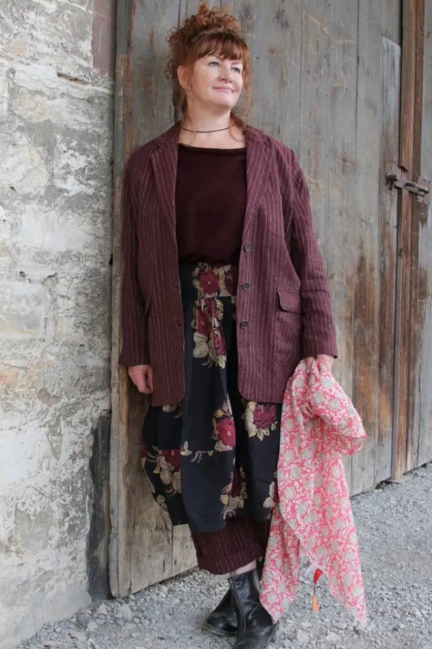 Ewa i Walla Pullover 44981 DOREEN in dunkel bordeaux (aubergine) - Baby Alpaca, Mulberry Seide & Kid Mohair