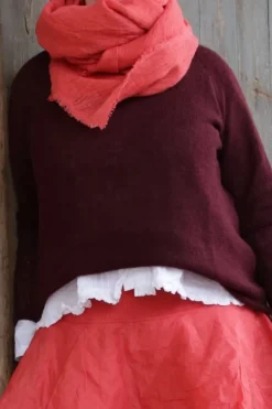 Ewa i Walla Pullover 44981 DOREEN in dunkel bordeaux (aubergine) - Baby Alpaca, Mulberry Seide & Kid Mohair