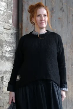 Ewa i Walla Pullover 44991 GURLI in schwarz (black) - superfeine Alpakawolle