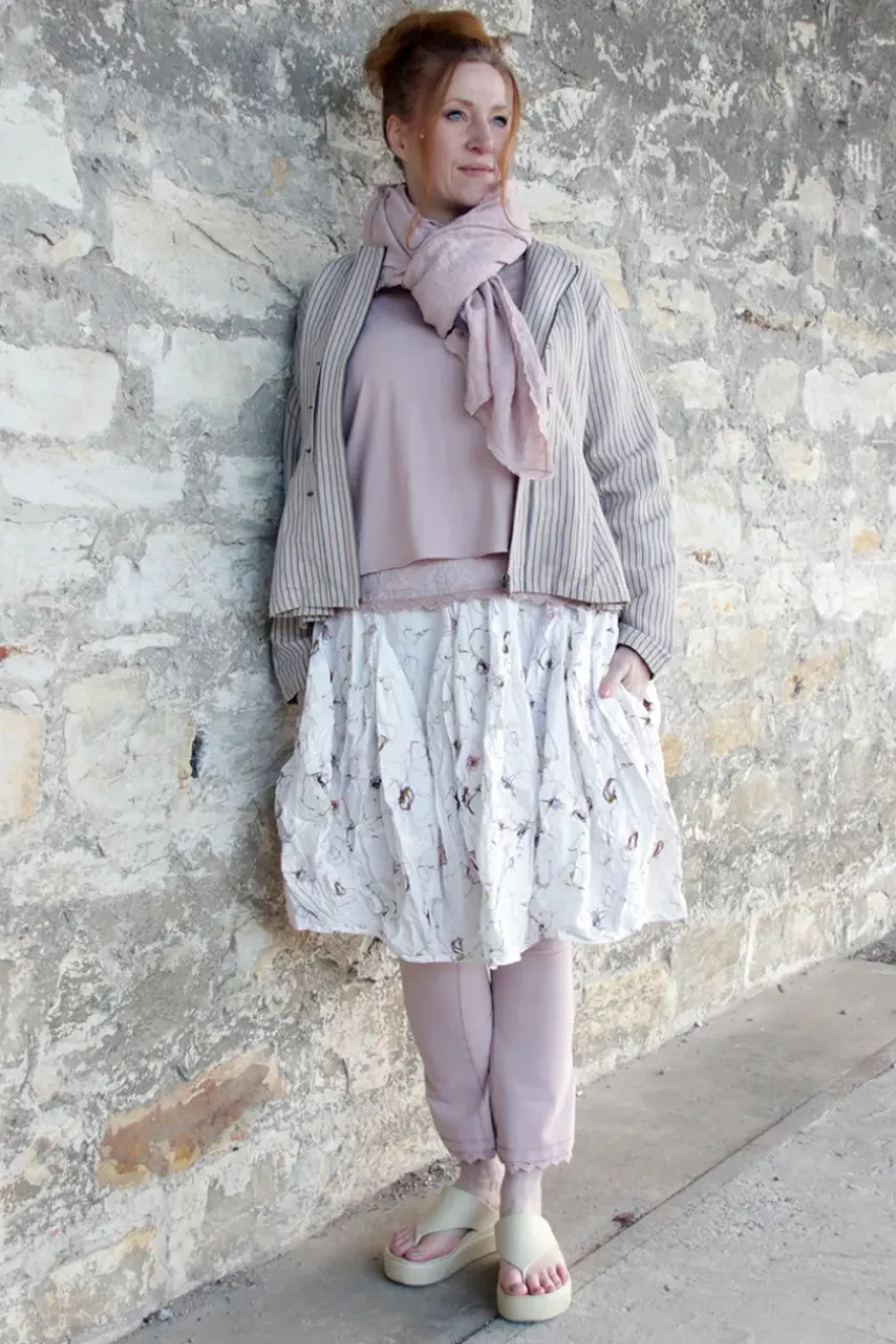 Ewa i Walla Rock VIBEKE 22261 mit zartem Flower Print (original) - reine Knitterbaumwolle