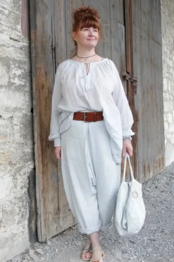 Ewa i Walla Sarouel-Hose 11409 MAJVI in pastellblau (ice blue) - softes Leinen