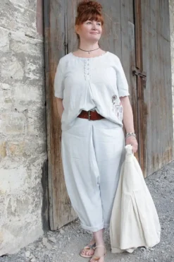 Ewa i Walla Sarouel-Hose 11409 MAJVI in pastellblau (ice blue) - softes Leinen