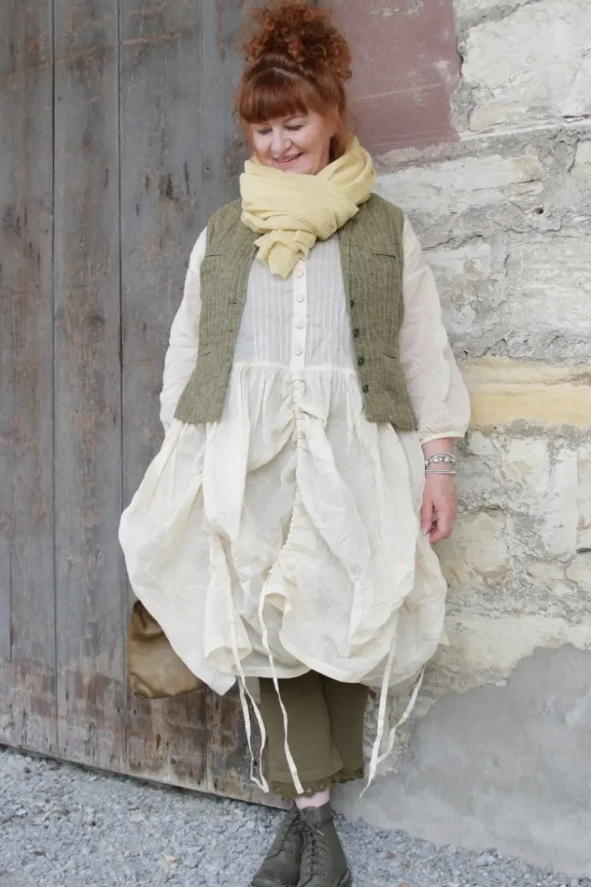 *Ewa i Walla Schal 77599 GUNILLA im hellen lemon (ecru)) - reine Baumwolle mit Stickerei