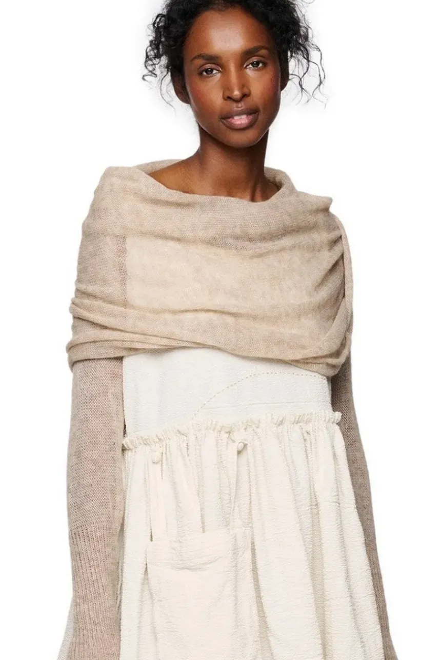 Ewa i Walla Schal BESSIE 77611 in beige (sand) - sehr zarter Baby Alpaka mit Merino Wolle
