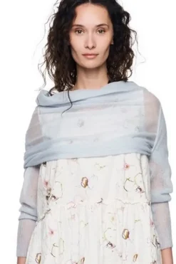 Ewa i Walla Schal BESSIE 77611 in hellblau (light blue) - sehr zarter Baby Alpaka mit Merino Wolle