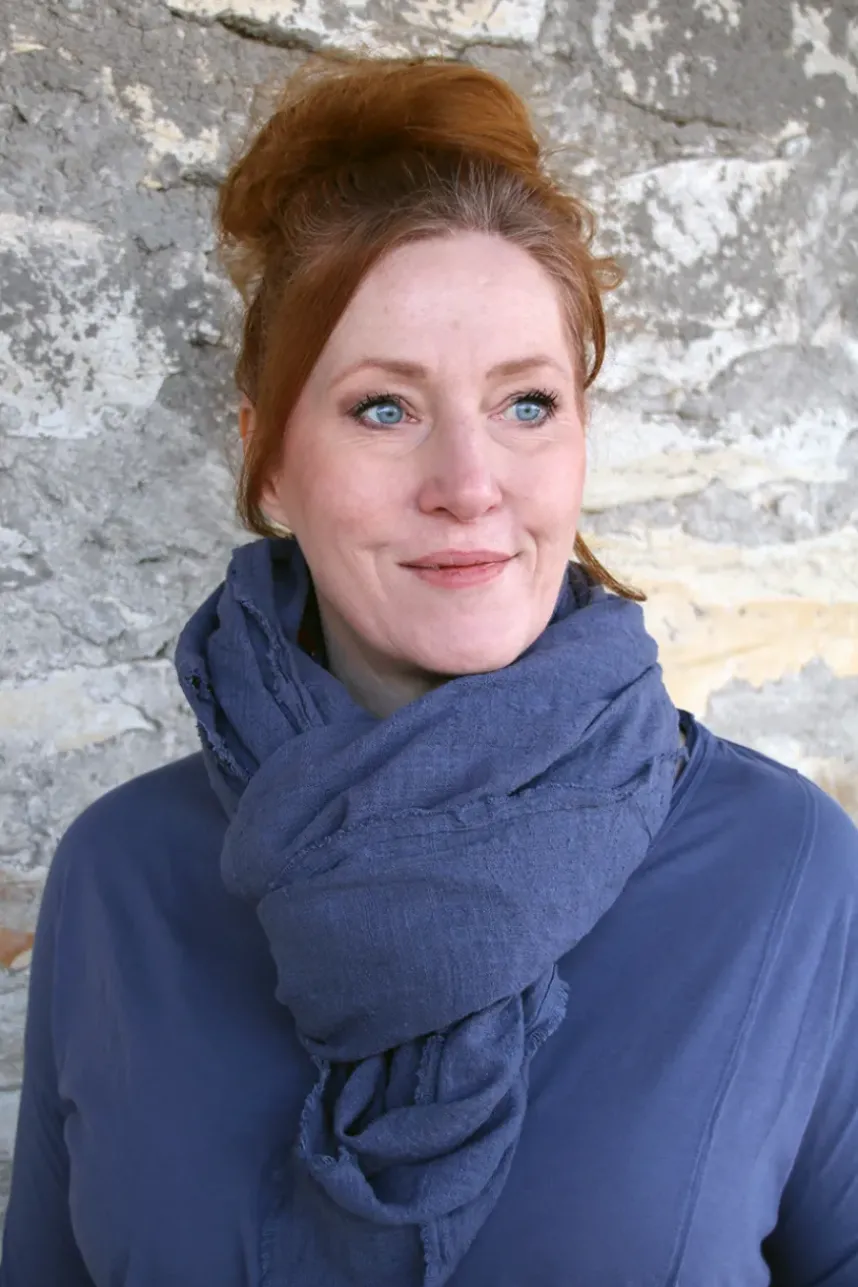 Ewa i Walla Schal JUDY 77610 in blau (blue) - zarte Gaze aus reiner Baumwolle