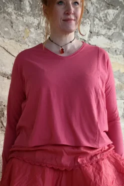 Ewa i Walla Shirt ZITA 44146 in korallenrot (cerise) - softes Jersey aus reiner Baumwolle