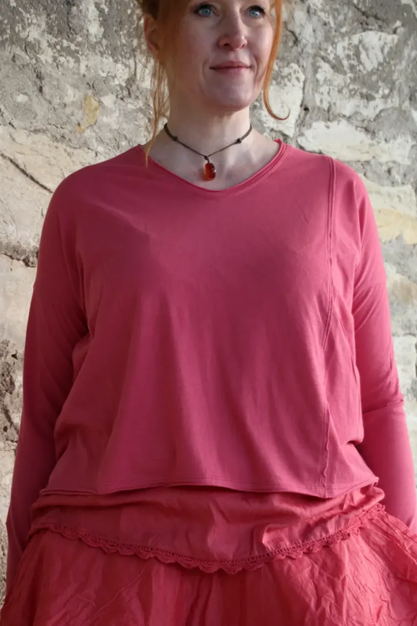 Ewa i Walla Shirt ZITA 44146 in korallenrot (cerise) - softes Jersey aus reiner Baumwolle