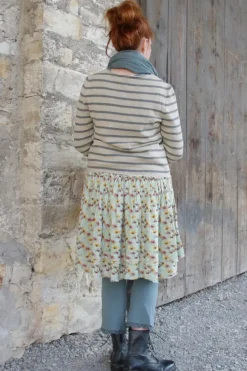 *Ewa i Walla Strickjacke 44992 MARIT in creme grau gestreift - recycelte Baumwolle