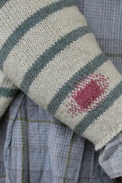 *Ewa i Walla Strickjacke 44992 MARIT in creme grau gestreift - recycelte Baumwolle