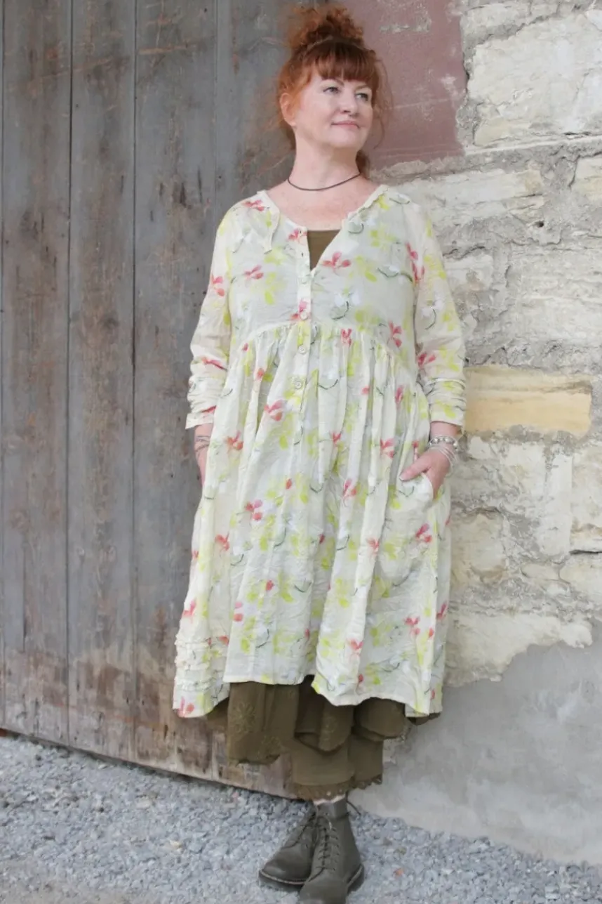 Ewa i Walla SUMMER SPECIALS Kleid 55910 MANJA in creme mit Flowerprint - luftiger Voile