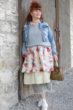 Ewa i Walla Tunika 44953 AGDA in pastellgelb mit Flowerprint (vanilla flower) - reine Knitterbaumwolle