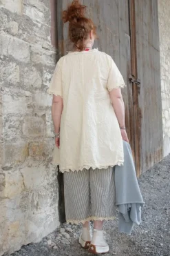 Ewa i Walla Tunika 44952 AUGUSTA in pastellgelb (vanilla) - reine Knitterbaumwolle