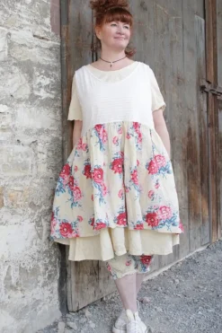 Ewa i Walla Tunika 33360 JILL in pastellgelb mit Flowerprint & creme mit Ringel - softer Jersey & Knitterbaumwolle