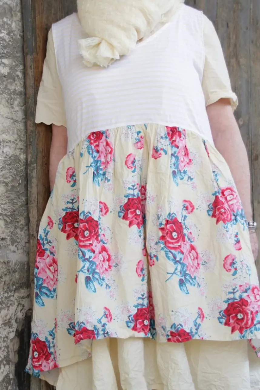 Ewa i Walla Tunika 33360 JILL in pastellgelb mit Flowerprint & creme mit Ringel - softer Jersey & Knitterbaumwolle