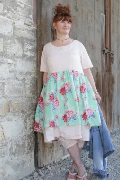 Ewa i Walla Tunika 33360 JILL in mintgrün mit Flowerprint & creme mit Ringel - softer Jersey & Knitterbaumwolle