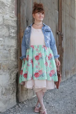 Ewa i Walla Tunika 33360 JILL in mintgrün mit Flowerprint & creme mit Ringel - softer Jersey & Knitterbaumwolle