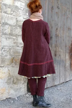 *Ewa i Walla Tunika 44114 MADDE in burgunder rot mit Streifen (burgundy) - softes Leinen