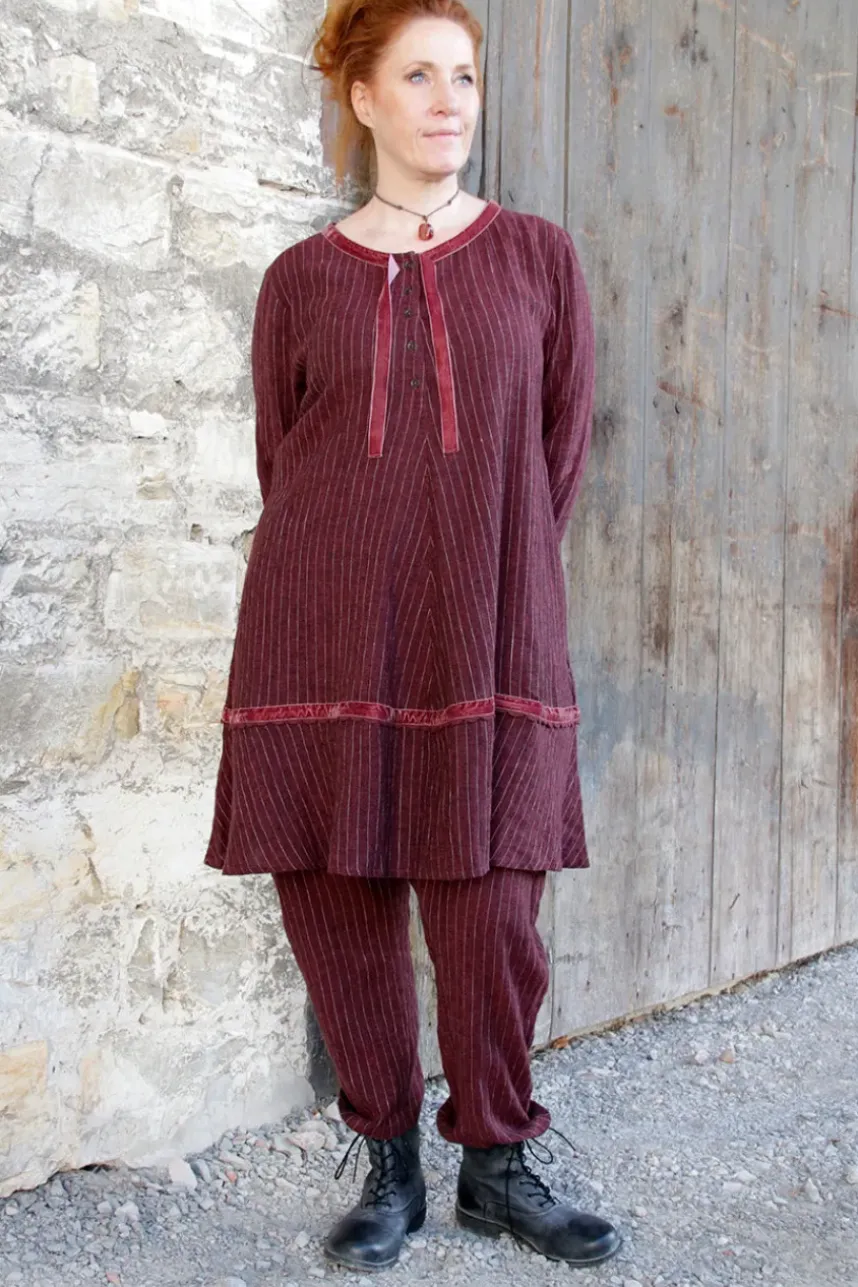 *Ewa i Walla Tunika 44114 MADDE in burgunder rot mit Streifen (burgundy) - softes Leinen