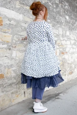 Ewa i Walla Tunika LICIA 44142 in weiß mit blauen Punkten (original) - reine Baumwolle