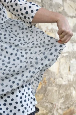 Ewa i Walla Tunika LICIA 44142 in weiß mit blauen Punkten (original) - reine Baumwolle
