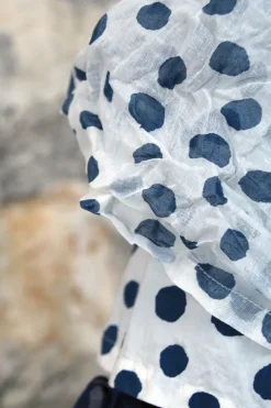 Ewa i Walla Tunika LICIA 44142 in weiß mit blauen Punkten (original) - reine Baumwolle