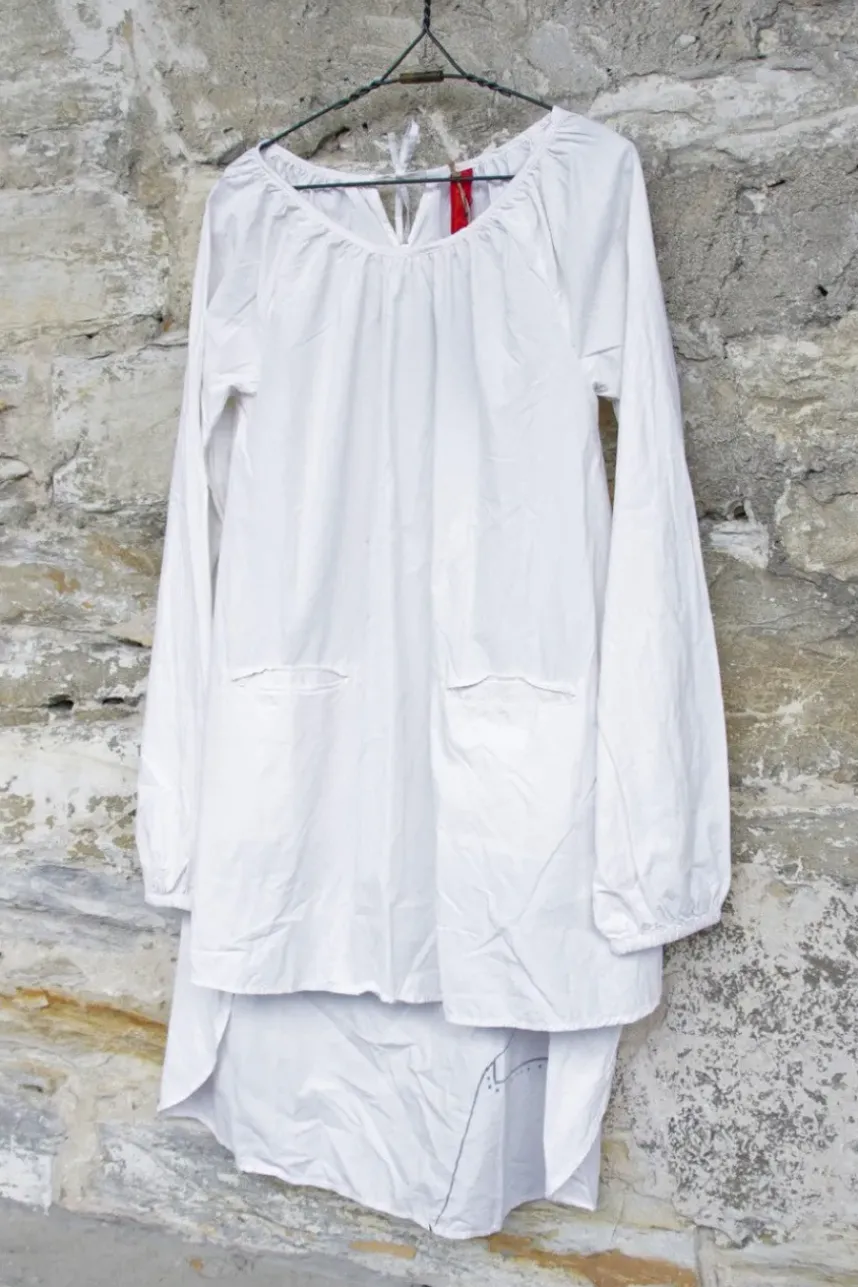 Ewa i Walla Tunika/Bluse 44780 in cremeweiss (white) mit witzigen Print - reine Knitterbaumwolle