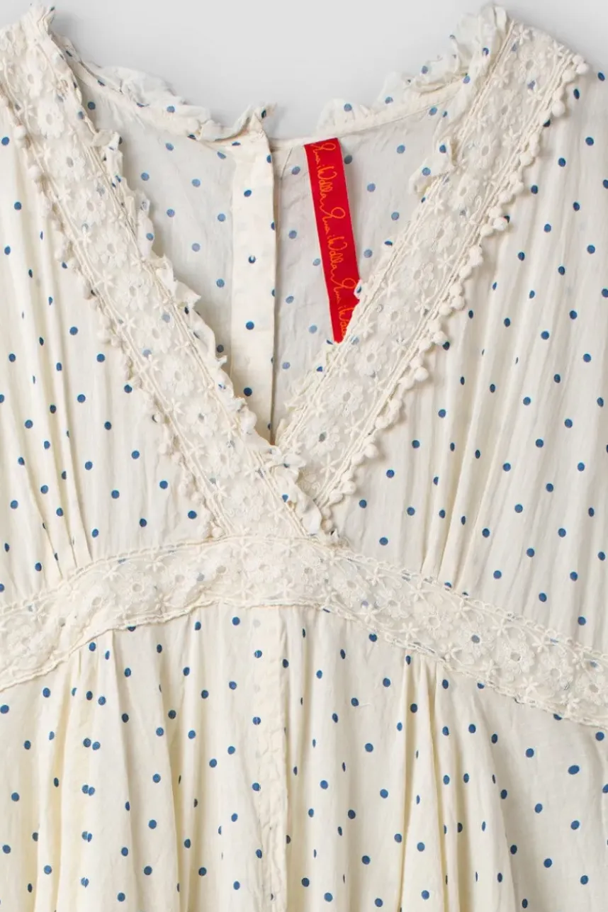 Ewa i Walla Tunika/Kleid 44964 STELLA in creme mit blauen Dots (blue dot voile) - softer Voile