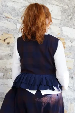 *Ewa i Walla Weste 33384 ZALINA mit Karos in burgunder blau - softe Wolle, Baumwolle & Seide