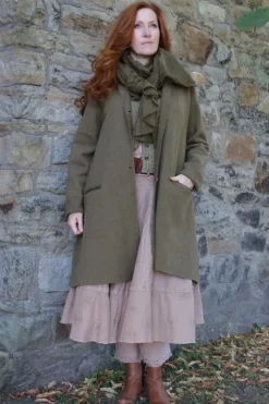*Ewa i Walla Weste TULA 33382 in oliv fein gestreift (dark ecru) - softes Leinen
