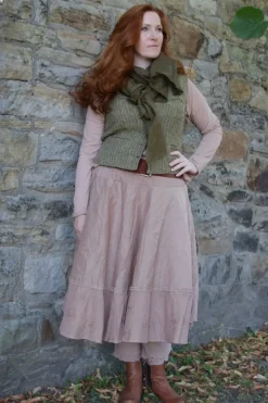 *Ewa i Walla Weste TULA 33382 in oliv fein gestreift (dark ecru) - softes Leinen