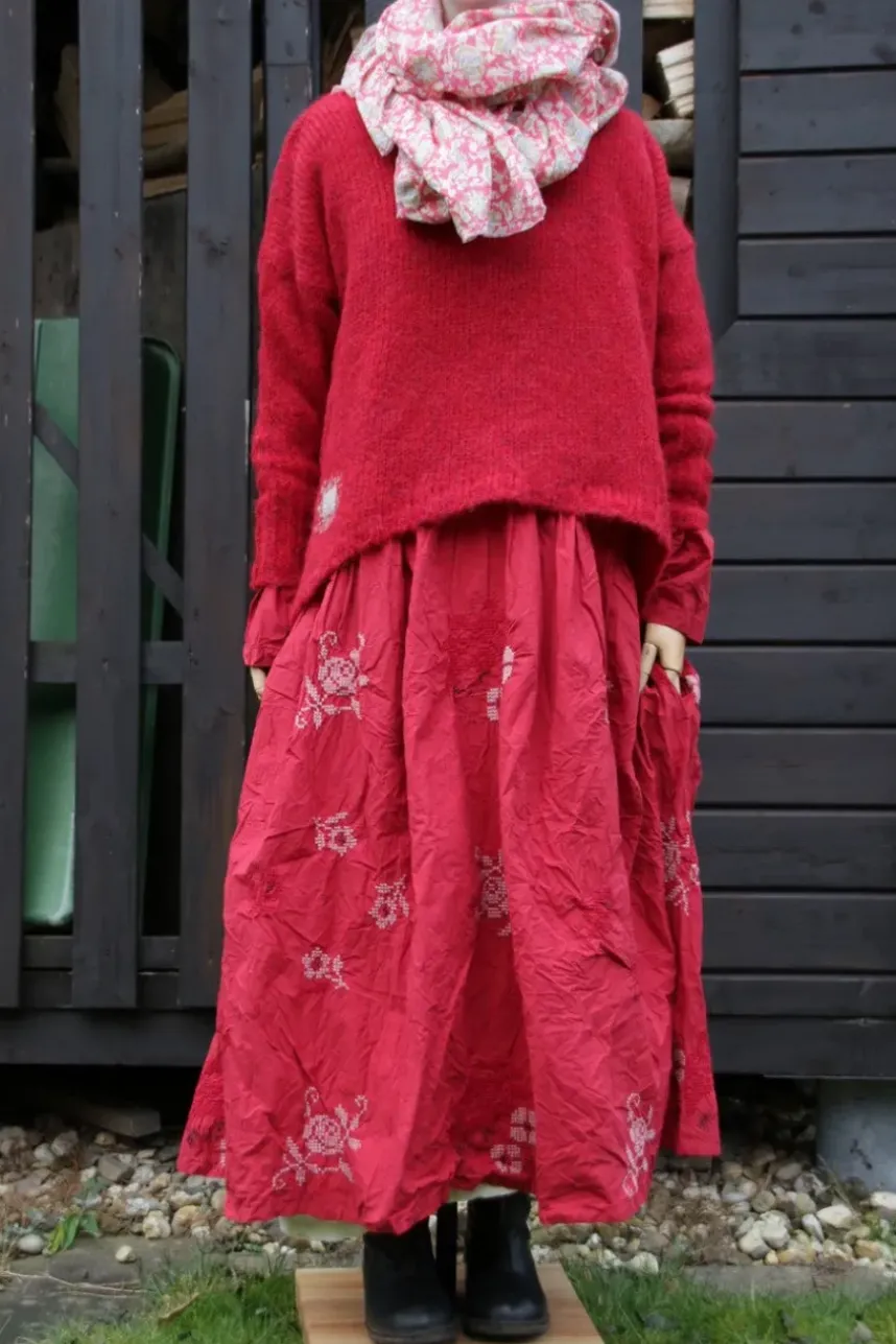 Ewa i Walla WINTER SPECIAL EDITION Kleid JASMIN 55938 in rot (red) - reine Knitterbaumwolle