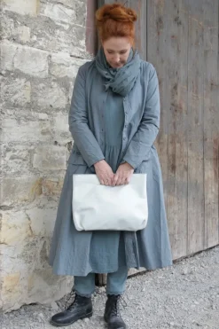 Fra.Sa Mini-Shopper NINA in vintage weiss/grau (ice) - supersoftes, recyceltes Leder