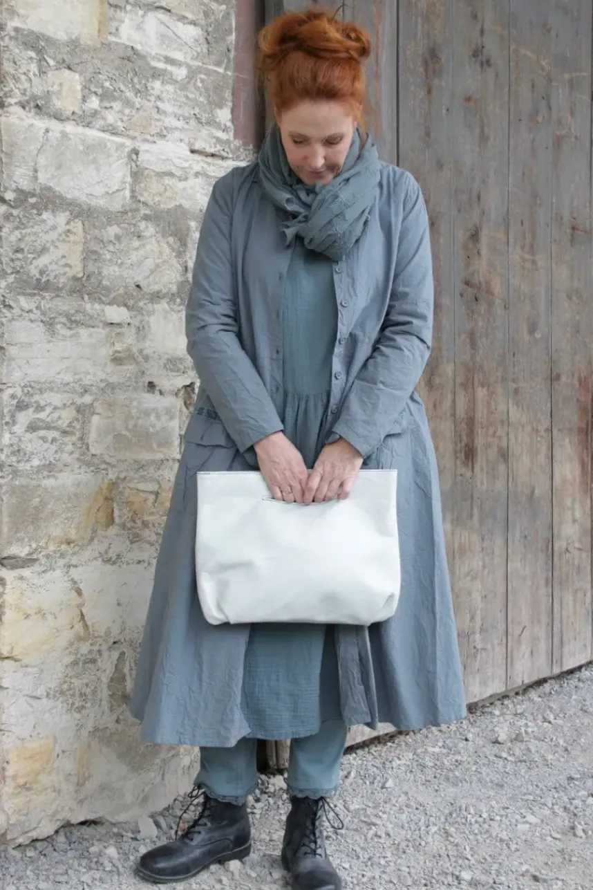 Fra.Sa Mini-Shopper NINA in vintage weiss/grau (ice) - supersoftes, recyceltes Leder