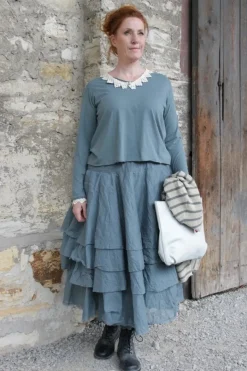 Fra.Sa Mini-Shopper NINA in vintage weiss/grau (ice) - supersoftes, recyceltes Leder
