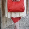Fra.Sa Mini-Shopper NINA in vintage rot (rosso red) - supersoftes, recyceltes Leder