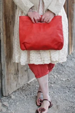 Fra.Sa Mini-Shopper NINA in vintage rot (rosso red) - supersoftes, recyceltes Leder