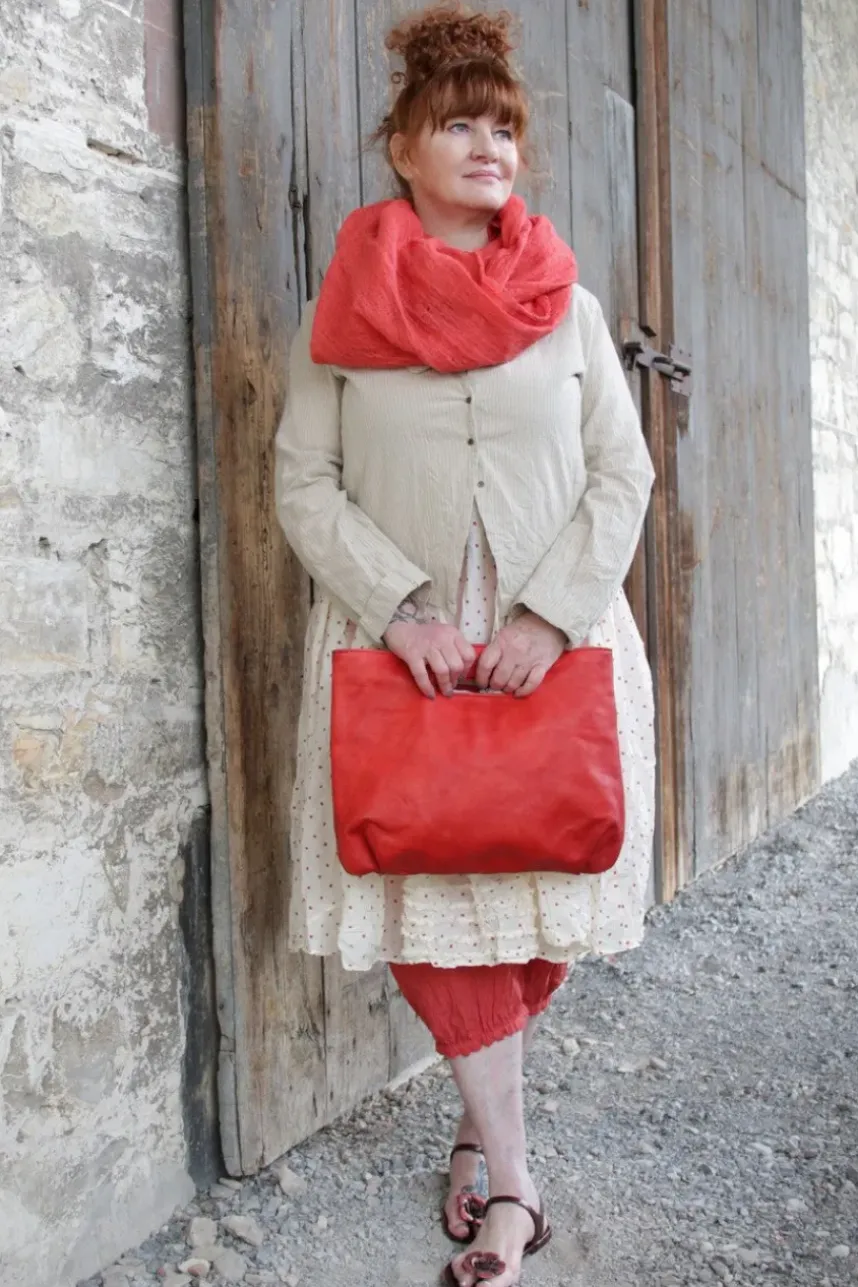 Fra.Sa Mini-Shopper NINA in vintage rot (rosso red) - supersoftes, recyceltes Leder