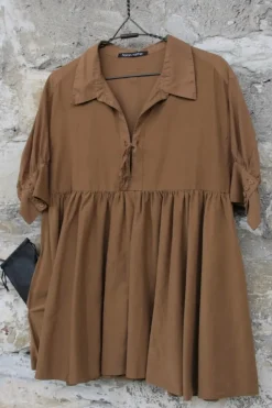 hannes roether Bluse CYNAR 210852 in camel (oase) - Baumwolle & exklusive Seide