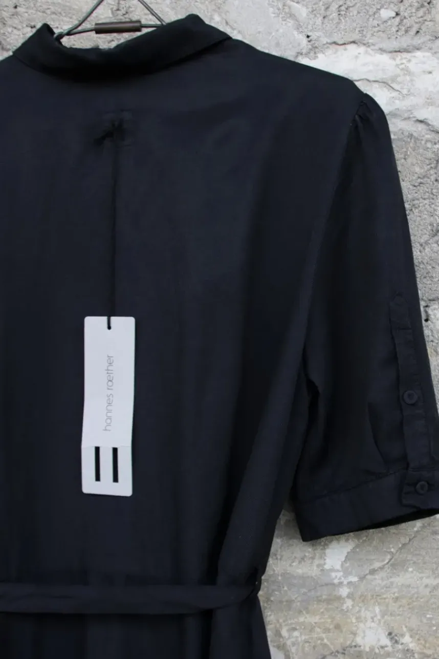 hannes roether Maxi-Kleid 210840 KONFEKT in schwarz - Cupro & Baumwolle