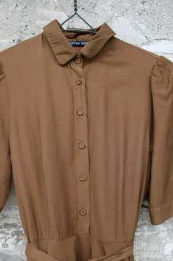 hannes roether Maxi-Kleid 210840 KONFEKT in camel - Cupro & Baumwolle